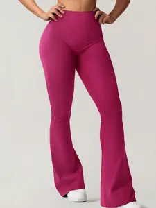 Women's High Waist Flare Yoga Training Pants, Solid Color Design, Tight Compression Bottoms, Perfect for Running and Exercise, Tight Leggings