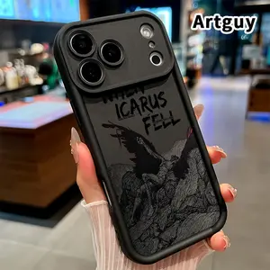 Soft Phone Case for iPhone 17 Pro Max 16 Plus 15 14 13 12 11 Air E Shockproof Drop Protection Rugged Durable Icarus' Fallen Dream Silicone Cover