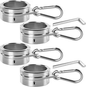 1.25in Flag Pole Rings Adjustable Aluminum Alloy Spinning Flag Pole Clips & Steel 360° Rotating Anti Wrap Flag Mounting Rings with Carabiners for Pole