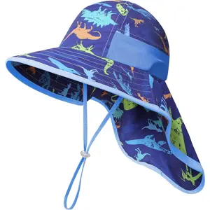 ST-49 Kids Sun Hat UPF50+ Sun Protection Bucket Hat Toddler Summer Beach Play Hats with Neck Flap for Girl Boy Ages 3~10