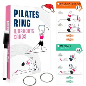 Pilates Ring Workouts for Women-58 Exercise Cards with Pilates Mat Workout Postures,ncludes 4-Week Challenge,2 Rings& Dry-Erase for Easy Organization-, Gym or Studio