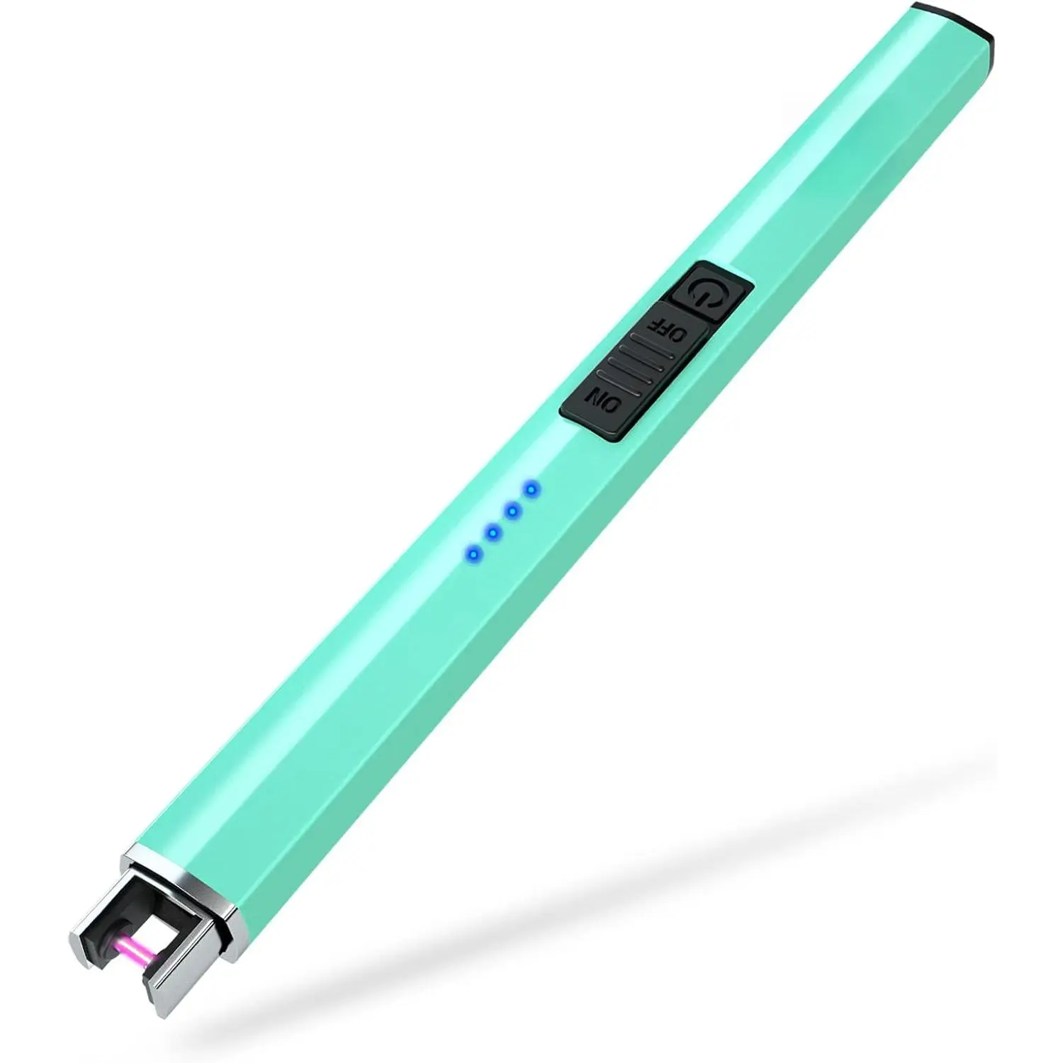 Teal Blue Ceramic USB Rechargeable Arc Plasma Lighter - Flameless, Windproof Electronic Candle Tool with Multi-Safety Protection, Automatic Power Off, Fume Free, Portable Aluminium Accessory, Lighter Accessories