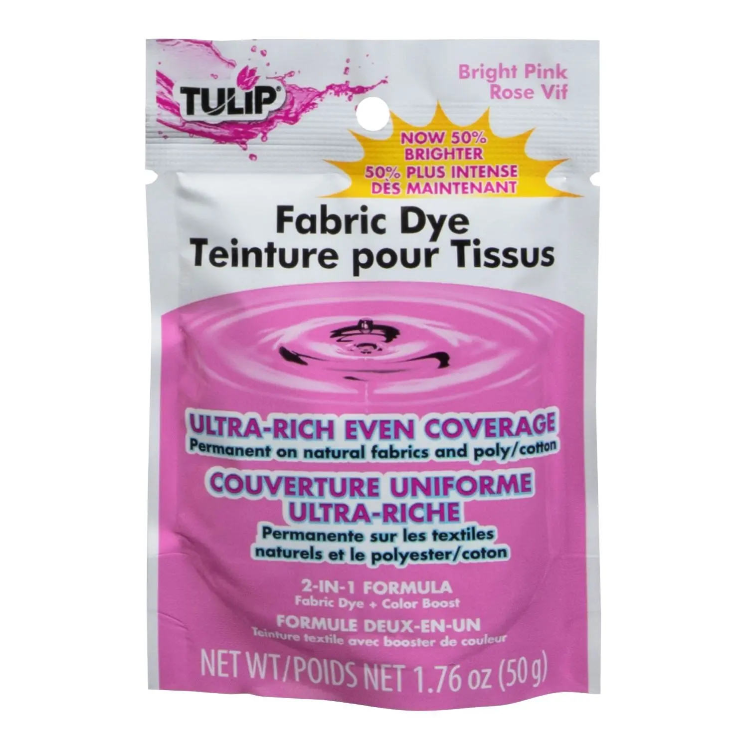 Tulip Permanent Fabric Dye, Bright Pink, Permanent Color Formula for Linen, Dye Activates with Hot Water (DIY Craft Supply), Dye Vibrancy