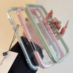 Luxury Clear Color Frame Phone Case for IPhone 16 15 14 Plus 13 12 11 Pro Max Shockproof Bumper Protective Soft Back Cover