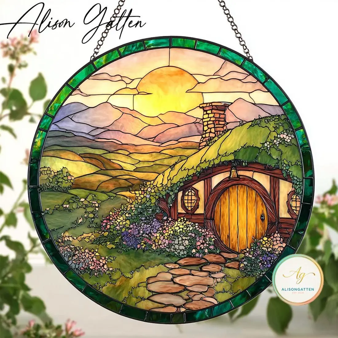 Lord of the Rings Stained Glass Suncatcher, LOTR Stained Glass Window Hanging