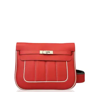 Pre-owned HERMÈS Leather tote bags Hermes Berline 28 Swift Evercolor S3 Rouge De Corur 80 Pearl Grey (sl031026a2)