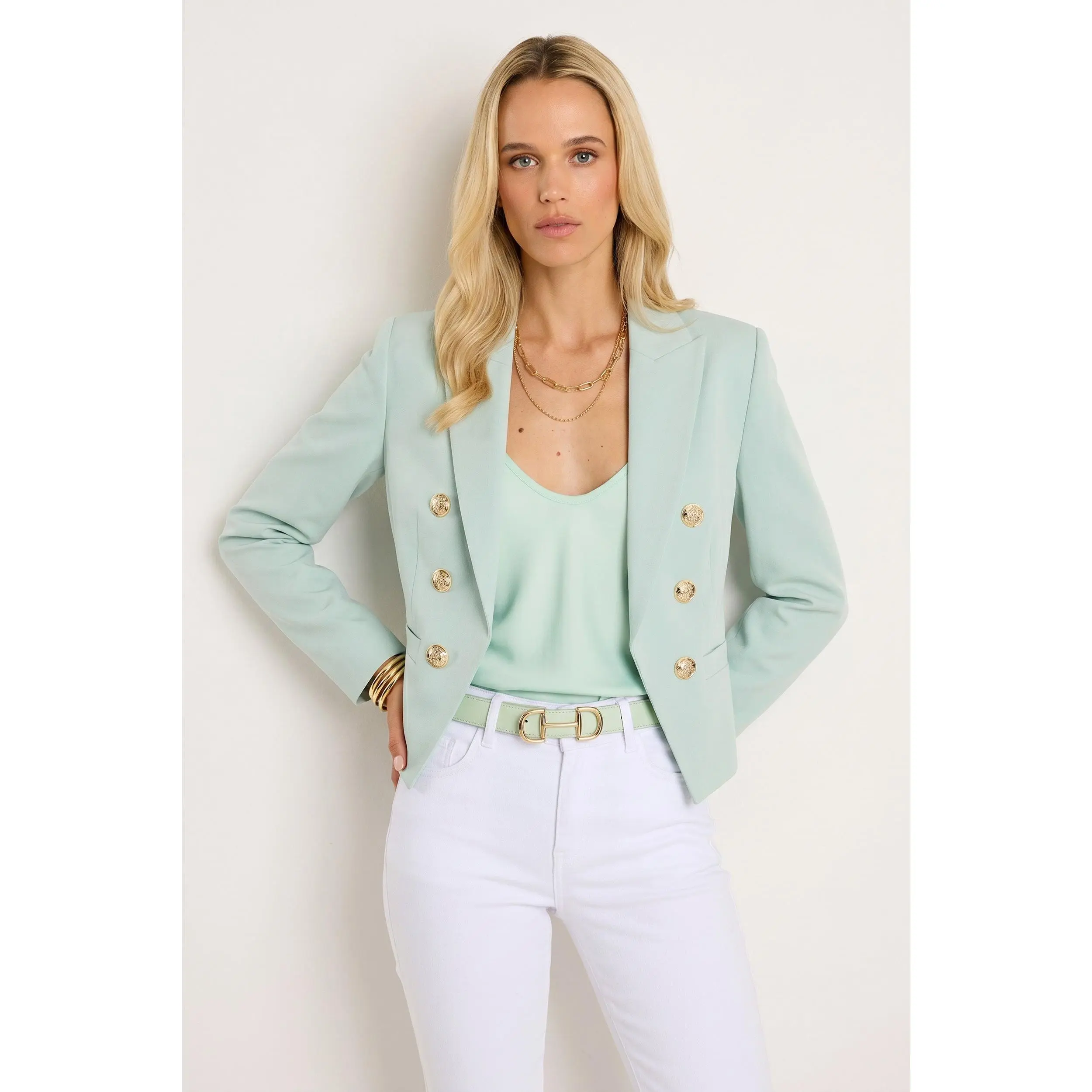 Gabrielle Double Breasted Blazer - Mint