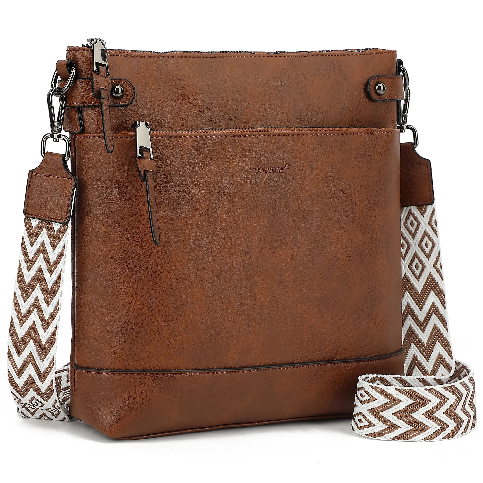 Women's Leather Metro Crossbody Bag - Casual Minimalist Shoulder Purse for Travel & Everyday Carry