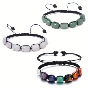 Vibrant Seven-Colored Agate Stretch Bracelet, Featuring Faux Faux Gemstone Beads, Designed for Both Men And Women, Promoting Luck