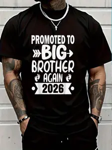 100% Cotton Promoted To Big Brother Again 2026 Shirt Funny Big Brother T-Shirt Women's Men's Graphic Tee Crew Neck summer vacation Tops