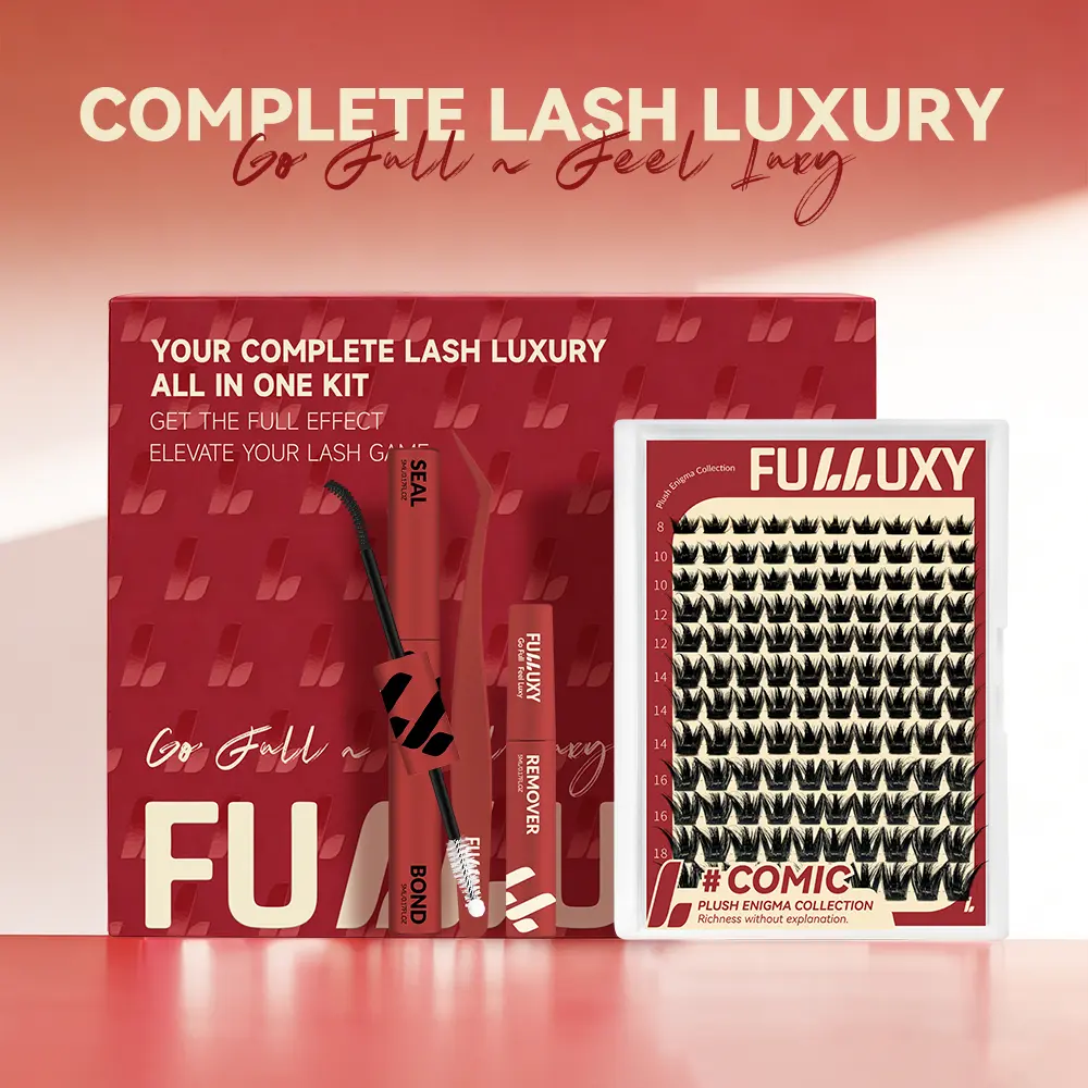 Comic | Fulluxy Plush Enigma Collection DIY False Eyelashes for Dense Full Glam Look | Ultra-Dense Wispy Cluster Lashes with Soft Volume | Waterproof, Long-Lasting, Lightweight | Beginner-Friendly DIY Lash Extensions