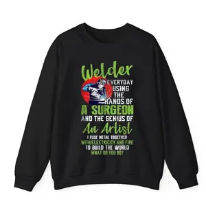 Funny Welding Saying Sweatshirt – Welder Surgeon Joke Graphic Pullover, Blue Collar Workwear for Welders, Engineers, Metalworkers Gift