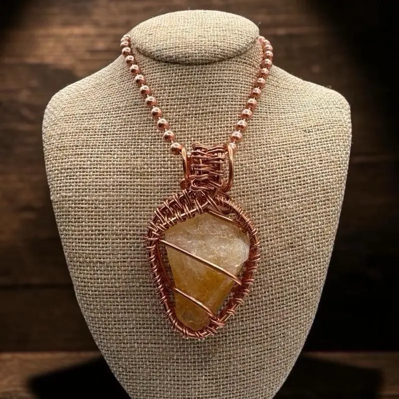 Juma CopperKing Creativity Weave Raw Citrine 24” Copper Necklace