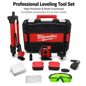 Milwaukee Precision Leveling Tool Kit, ±4° Self-Leveling Range, Ideal for Professional Outdoor Furniture & Outdoor Chair/Glider Installation Work metric tape measure Multi-Tool Fieldmaster