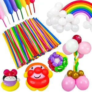 Long Balloons Animals, Thickening 260 Balloons for Tying Balloon Arch, Twisting Latex Magic Modeling Skinny Birthday for Kid‘s Party Wedding Decoartion 100pcs (Color) Pump
