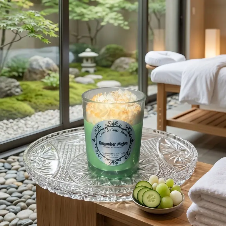 Cucumber Melon Soy Candle – 7oz Hand-Poured Candle | Fresh Clean Scent | Light Sweet Home Fragrance
