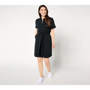 Sport Savvy Petite French Terry Zip Front Dress