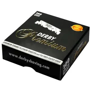 Derby Premium Single Edge Razor Blades Chromium-Ceramic-Platinum-Tungsten Coated for Unmatched Shave Quality