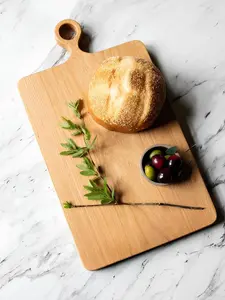 Wide Farmhouse Cherry Wood Cutting Board with Handle, No Glue, Organic Finish, and Juice Groove Option