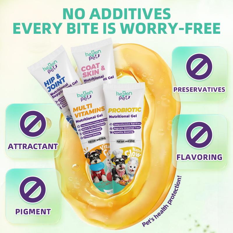 Hegenpet Concentrated Energy Supplement Paste (4Flavors) Premium Nutritional Gel for Picky Eaters - BoostImmunity & Vitality for Dogs & Cats