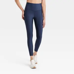 Women's Effortless Support High-Rise Pocketed 7/8 Leggings - All In Motion Navy Blue M