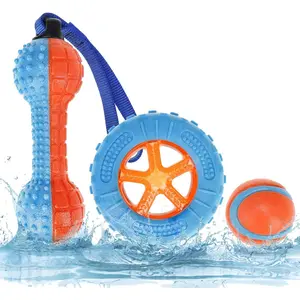 KOOLTAIL Floating Dog Toys,3 Pack TPR Water Pool Fetching Toy with Durable Rope for Small Medium Large Dogs,Bright Bumper Interactive Dog Chew Toys for Summer Outdoor Pool,Training&Teething