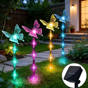 4-Pack Solar Butterfly Path Lights, Adjustable Security Lighting, Rechargeable Batteries, Ideal for Garden Decor & Outdoor Settings