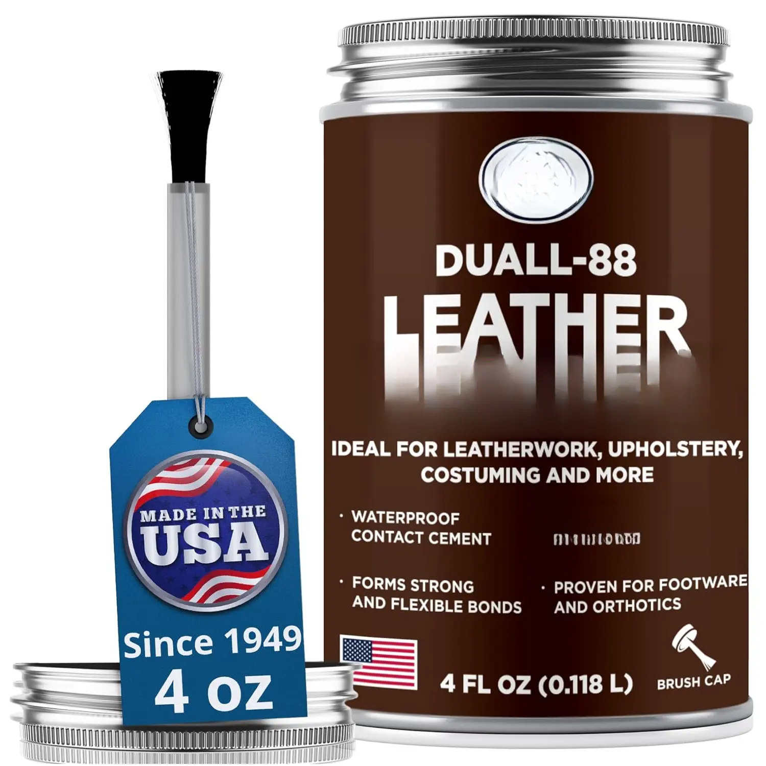Duall-88 Leather Adhesive, 4 oz. can - Leather Repair Glue, Crafting, Upholstery, , High Strength,