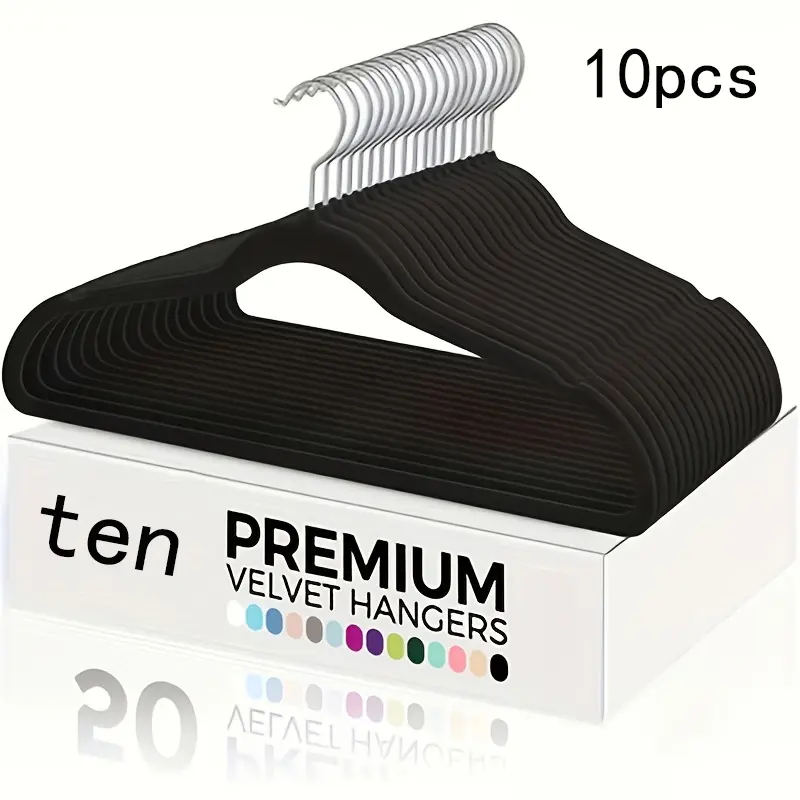Velvet Felt-Lined Non-Slip Rotatable Hook Hangers - Sturdy, Lightweight 10-Pack Home Organizer for Coats, Suits, Wardrobe Space-Saving, Lint-Free, Shoulder Crease-Preventing Storage Essential sohochic
