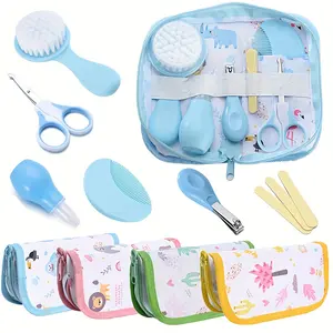 6 Pcs/Set Baby Care Kit With Storage Bag Nasal Aspirator Nail Scissors Hair Comb Brush Cleaning Tools Set Newborn Gift Kids Healthcare Kit Travel Set