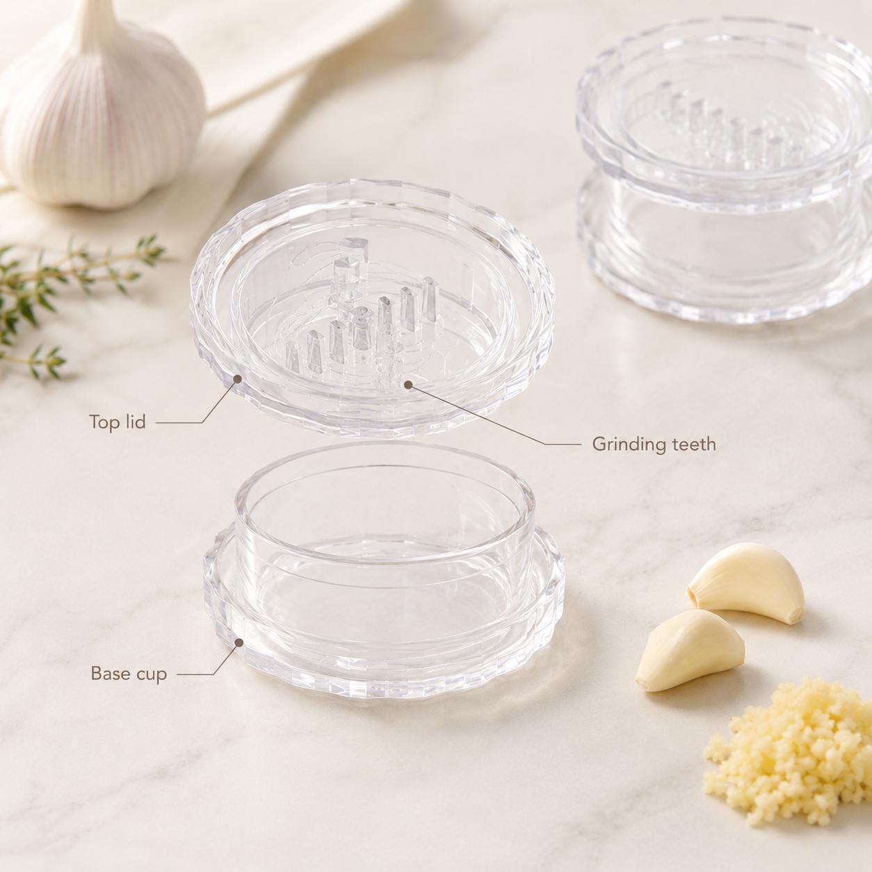 Manual Garlic Twister & Mincer, Compact Garlic Grinder for Garlic, Ginger, Onion, Herbs and Nuts, Clear Kitchen Prep Gadget Manual Garlic Twister & Mincer, Compact Garlic Grinder for Garlic, Ginger, Onion, Herbs and Nuts, Clear Kitchen Prep Gadget