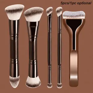 Professional 5pcs/1pc Makeup Brush Set, Portable Travel Double-Ended Brushes, Foundation, Powder, Blush, Concealer, Eyeshadow, Highlighter