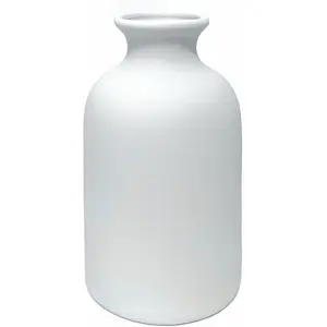 Small White Ceramic Vase - Minimalist Dry Flower Vase for Home & Office Decor - Modern Centerpiece for Fireplace, Shelf, or Desk - Versatile Table Decor Gift (5.5") Ornaments Black