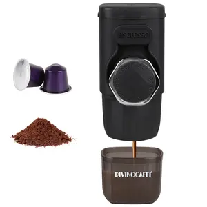 Mini  Portable  Espresso Machine,  Compatible for Capsules and Coffee Powder, Small Travel Coffee Maker, Manually Operated,  Perfect for Camping.