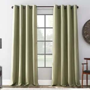 52"x63" Archaeo Blackout Linen Blend Grommet Top Curtain Panel Sage Green: Modern Thermal Insulated Noise Reduction