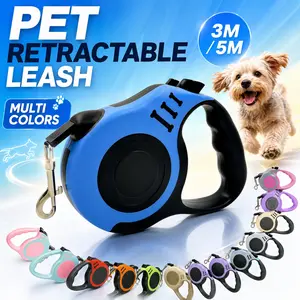 Automatic Retractable Dog Leash, One-Click Lock, Anti-Tangle Nylon Traction Rope, Suitable for Small Medium Dogs, Training Use, Multiple Colors