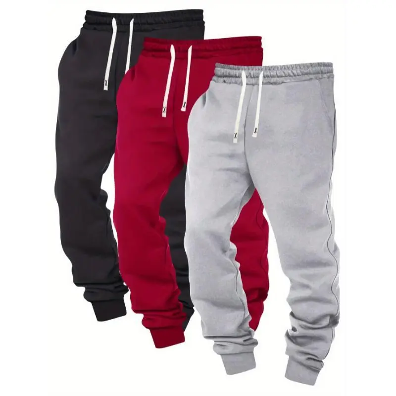 3pcsPolyesterBlendMen'sSolidColorJoggerswithDrawstringWaist,CasualAthleticSweatpants,MachineWashable 3pcsPolyesterBlendMen'sSolidColorJoggerswithDrawstringWaist,CasualAthleticSweatpants,MachineWashable