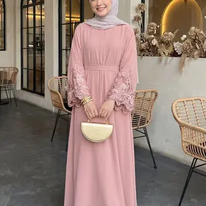CL13 Lace design abaya, solid color abaya, Muslim robe, elegant and fashionable, exquisite luxury dress, exquisite lace cuffs Modest Maxi Formal,Fashionweek
