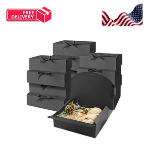 12 Pack Gift Boxes with Lids, 10.6x7.8x3.1 Inch Black Paper Gift Box Black