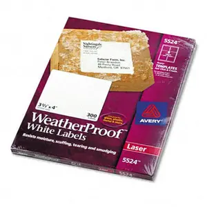 Avery White Weatherproof Laser Shipping Labels 3-1/3 x 4 300 Pack