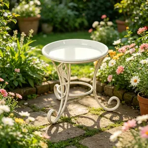 Iron Circular Garden Bench Multi-Functional Mini Desktop Flower Stand, Compact Floral Display Rack for Home Decor & Outdoor Use