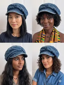 Women's Distressed Denim Beret Hat, Vintage Washed Jean Newsboy Cap, Street Style Summer Painter Hat, All Seasons Fashion Accessory