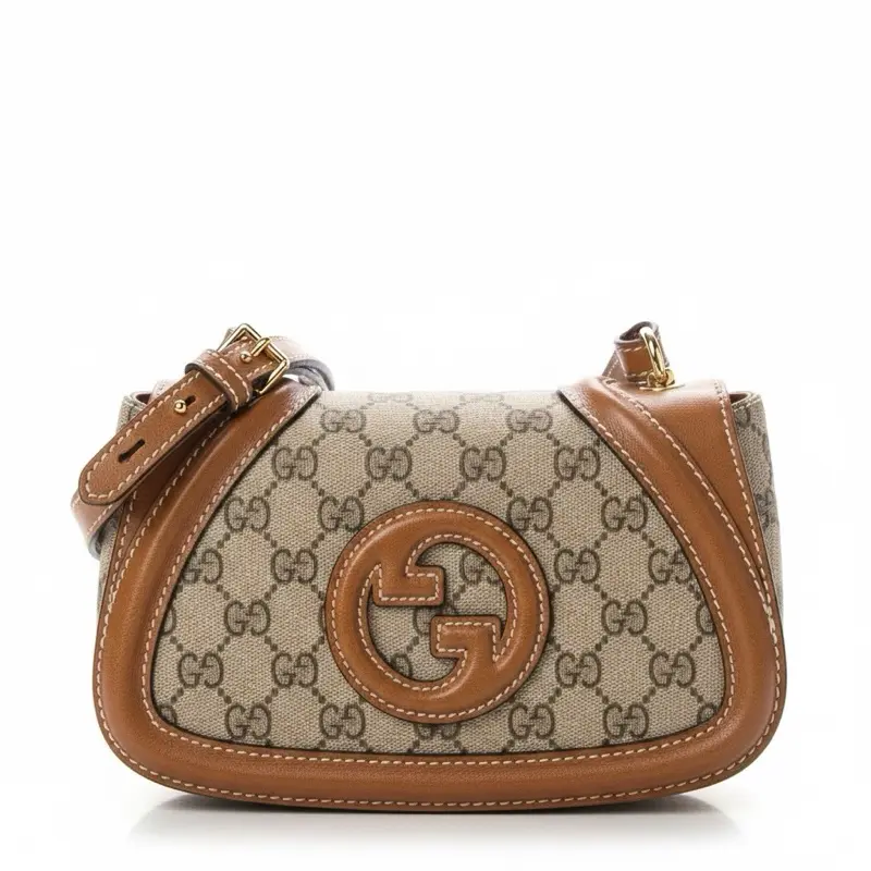 Pre-owned GUCCI canvas Crossbody Bags Blondie beige and dark brown GG shoulder bag