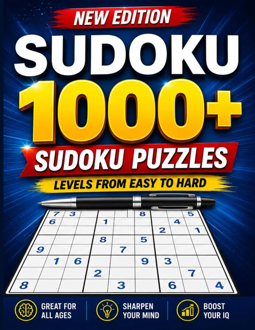 Adult Sudoku Puzzle Book - 1000+ Puzzles Ranging from Easy to Hard