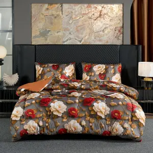Vintage Luxury Floral Print Quilt, Thick Warm Winter Bedding, Dual Side Use, Multiple Sizes, Home & Dorm Essentials