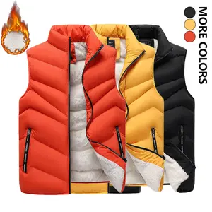 Men's stylish sleeveless stand collar jacket, warm winter fleece-lined warm men's casual vest with zipper pockets, sheepskin lining, perfect for autumn and winter wear, ideal for daily life and outdoor activities, cold weather apparel, outdoor activity ja