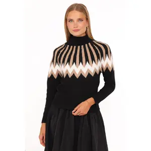 Donner Fairisle Mockneck Sweater - Black