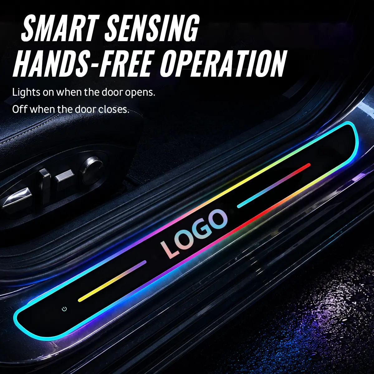 Multi-Color LED Car Door Sill Protector Lights, Magnetic Wireless Glowing Welcome Pedal Strips, Universal Premium Car Door Edge Guard Trim, Vehicle Accessories