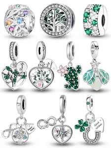 Tree & Bee & Four-leaf Clover Design Charms, Bangle Charms, Fashionable Jewelry Accessories for Women & Men, Trendy All-match & Exquisite DIY Jewelry Making for Birthday Gift
