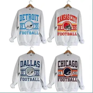 All Team Football Sweatshirt, Retro 90s Graphic Crewneck Featuring Chicago Dallas Kansas City Detroit, Unisex Pullover S–̀5XL, Full Color Sport Shirt, Vintage Fall Game Day Fan Outfit